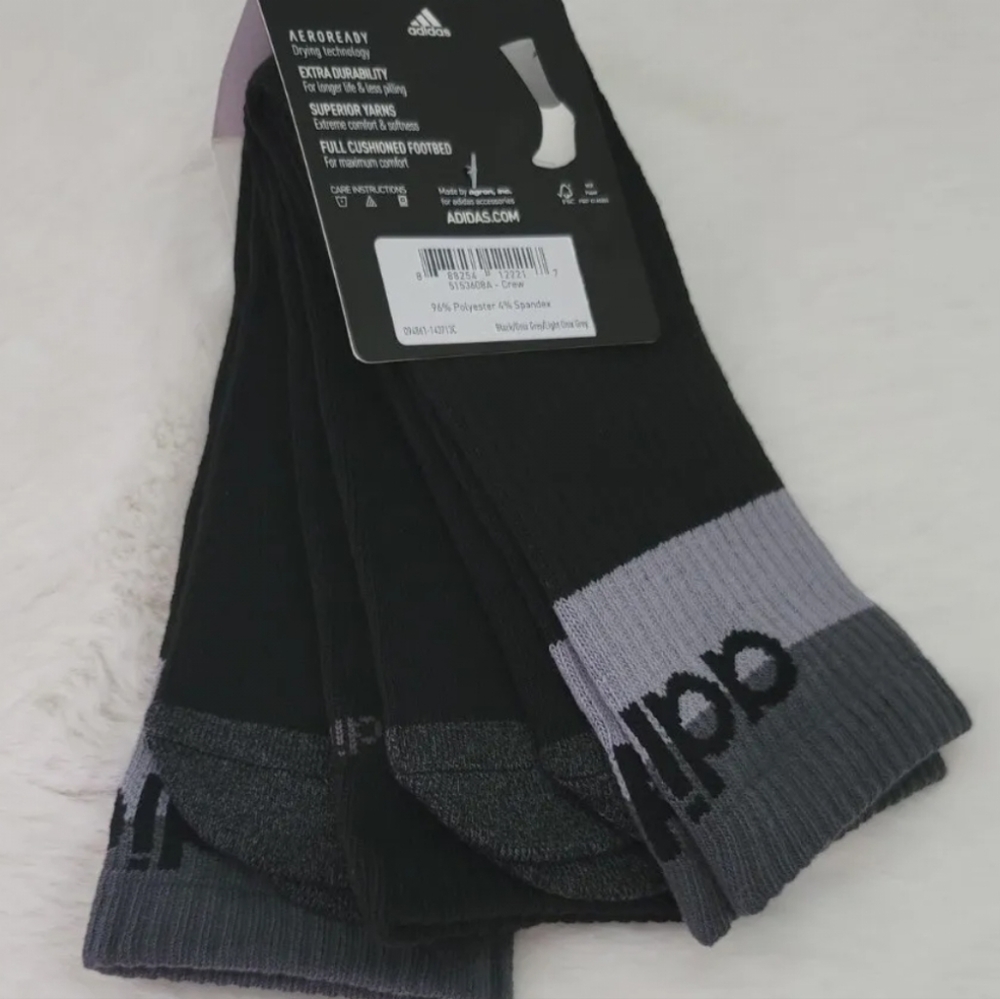 💥ADIDAS NEW 3 PAIRS MENS AEROREADY CUSHIONED CREW SOCKS SHOE - Picture 2 of 6